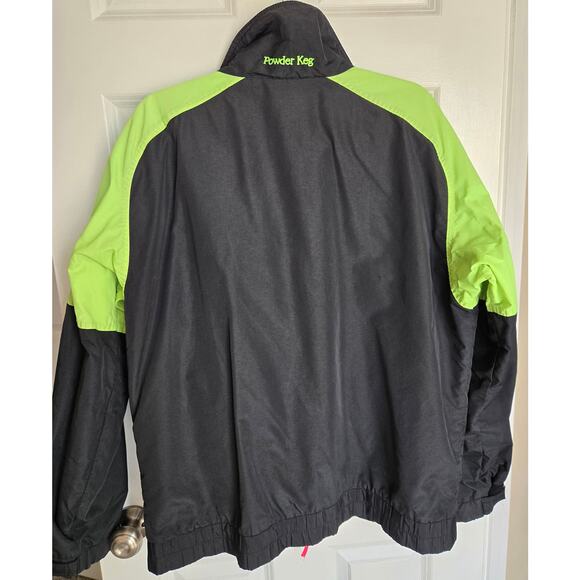 Vintage 90's Columbia Rain Sport Ski Zip-up Powder Keg Jacket Black Green Large - Picture 6 of 6